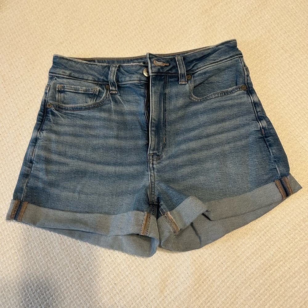 American Eagle Outfitters Blue Jean Shorts Distressed Cuffed